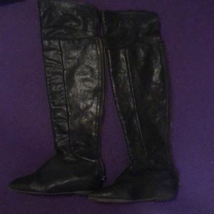 Size 6. Over the knee black leather boots